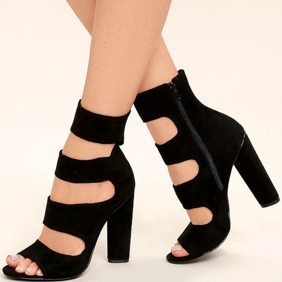 Steve Madden Shoes - Steve Madden Tawnie Black Suede Caged Heels, 9M